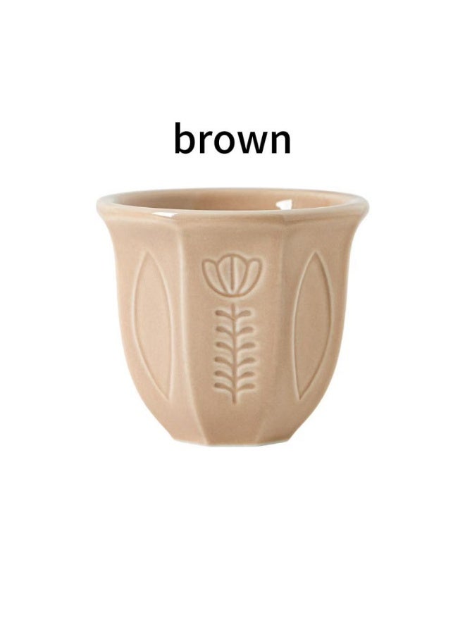 6-Piece Ceramic Coffee Mug Set - Plant Texture 100ml for Arabic Coffee/Tea, Ramadan Home Gathering & Gift - Image 4